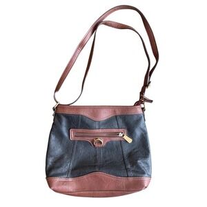 b.o.c. Crossbody‎ Bag Hobo Style Front Pocket Brown Black Purse